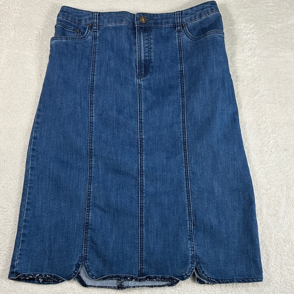 Source Unknown Classic Blue Denim Midi Skirt